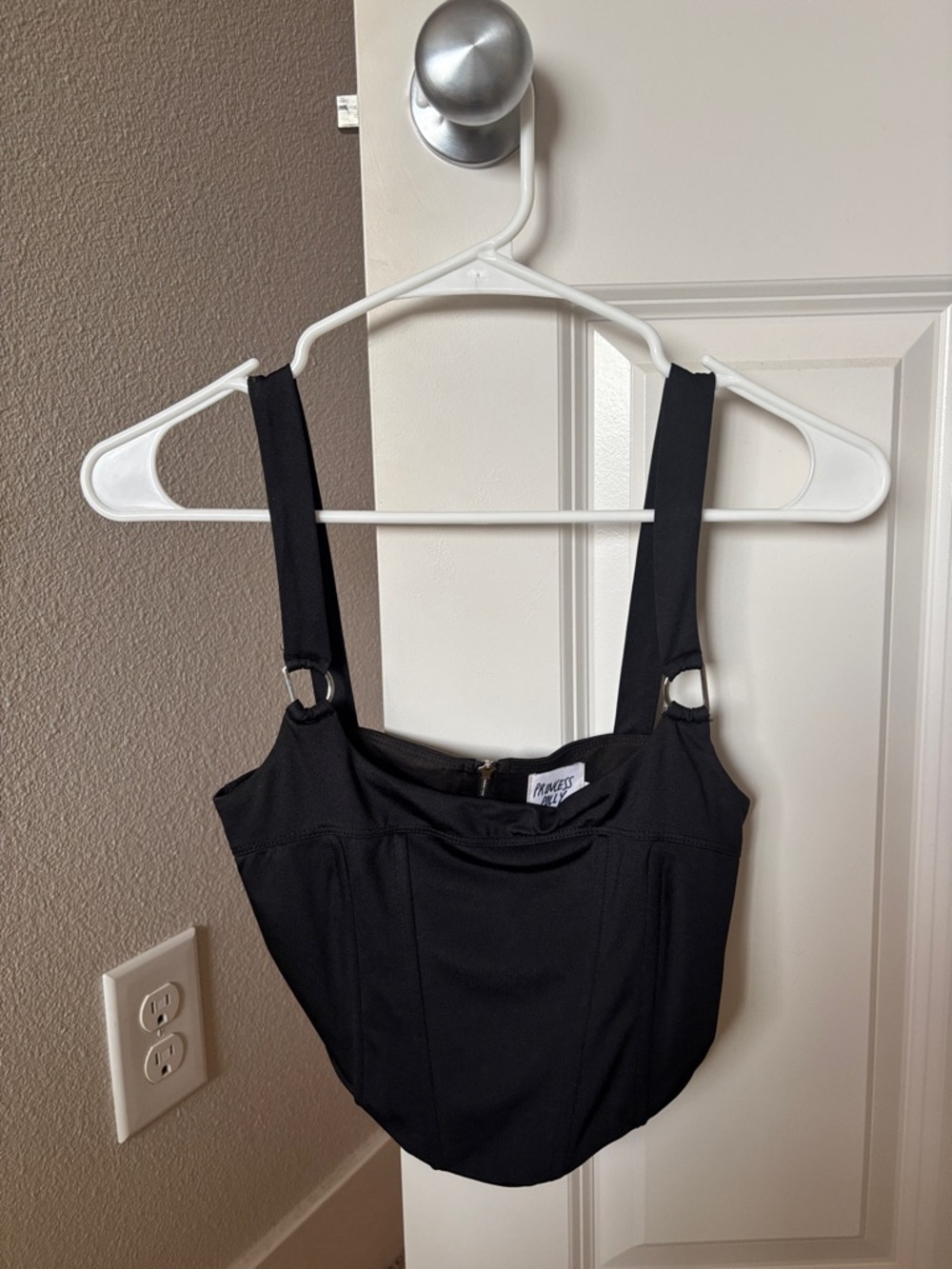 Princess Polly Black Cropped Tank with Ring Strap